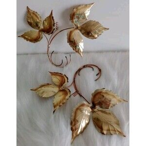 Vintage Homco Gold Brass Metal Leaf Wall Decor Leaves Hanging Interior Home